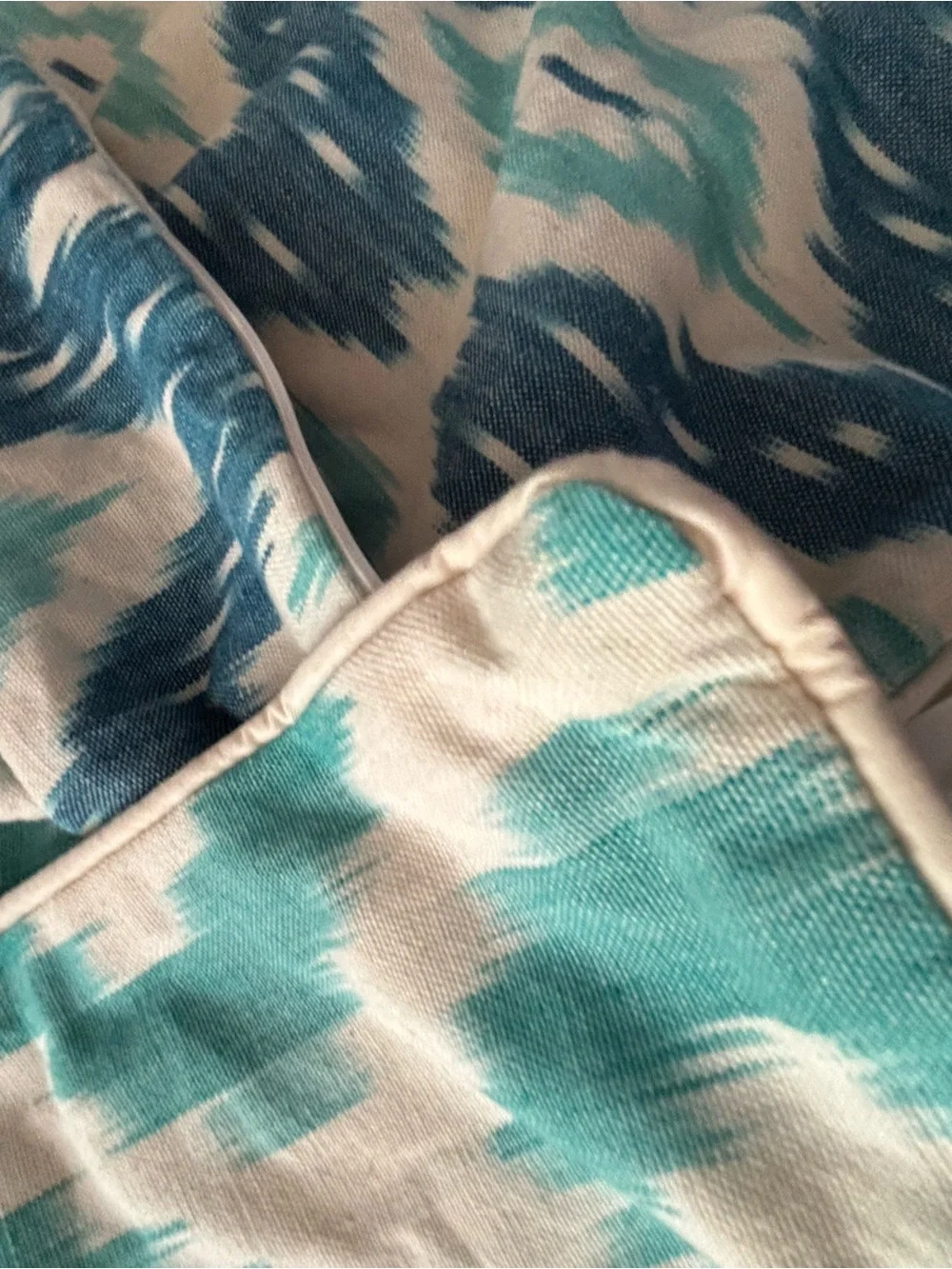 Ikat Print Pillow covers in Teal and Cream